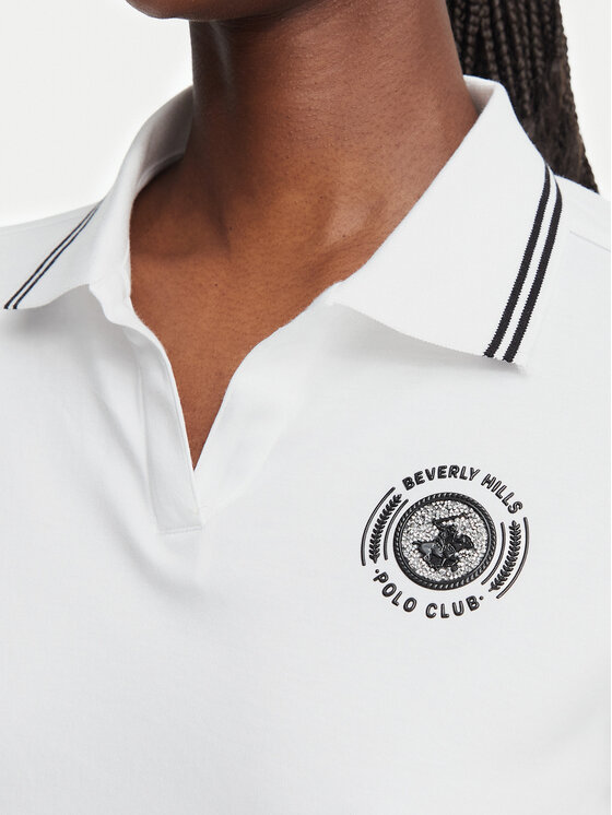 Beverly Hills Polo Club Beverly Hills Polo Club Тениска с яка и копчета L2605-HR Бял Regular Fit