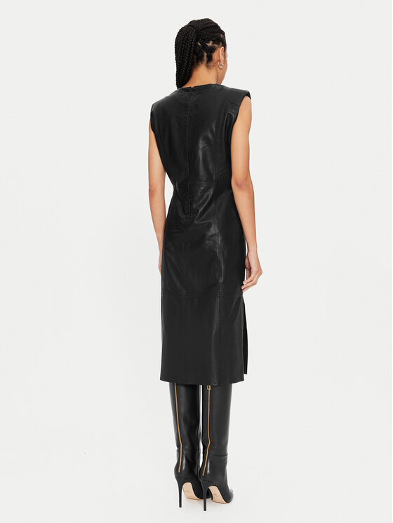 Bruuns Bazaar Bruuns Bazaar Sukienka skórzana Agathea BBW4183 Czarny Slim Fit