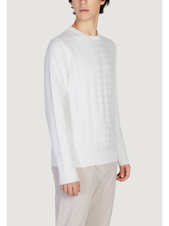 Antony Morato Antony Morato Sweter COTTON WOOL BLEND YARN WITH JACQUARD 3D Biały To Fit