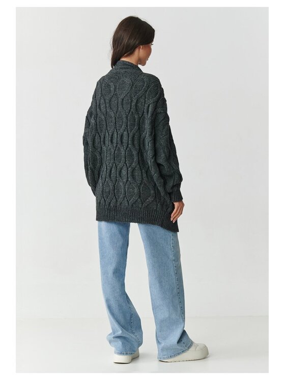 Makadamia Makadamia Kardigan S163 Szary Loose Fit