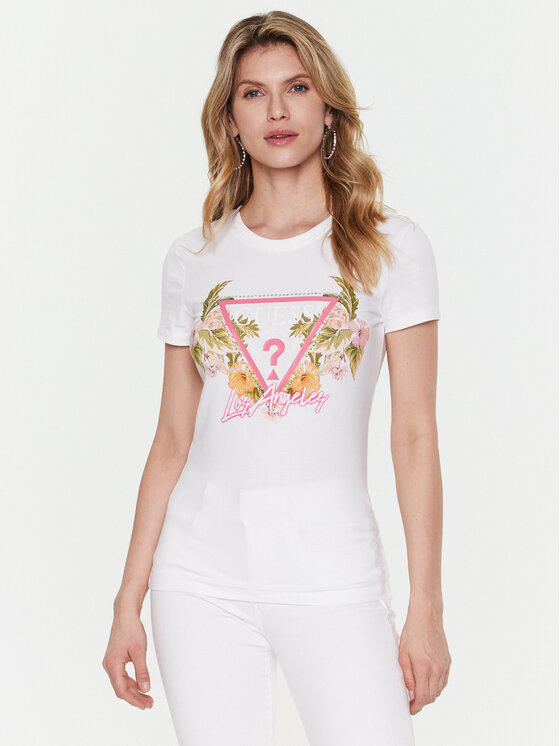 T-shirt Triangle Flowers W3GI41 J1314 Bianco Slim