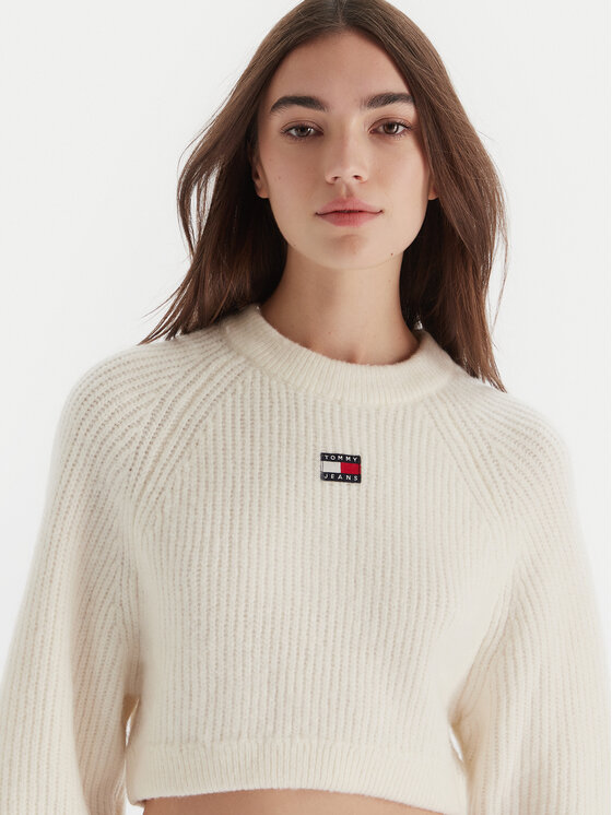 Tommy Jeans Tommy Jeans Megztinis Badge DW0DW21677 Écru Regular Fit