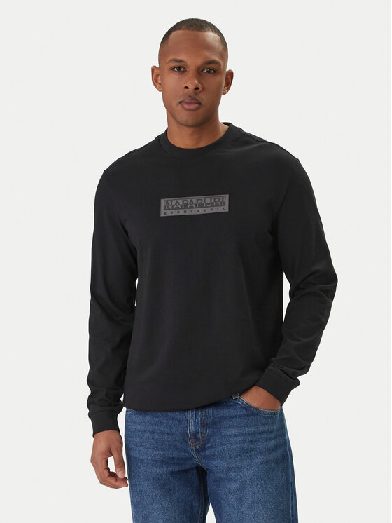 Napapijri Napapijri Longsleeve S-Box Logo NP0A8BC5 Negru Regular Fit