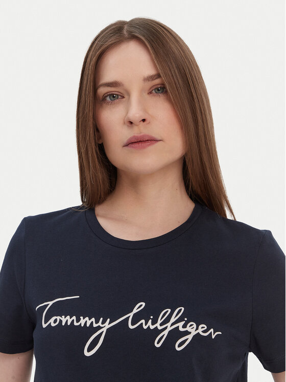Tommy Hilfiger Tommy Hilfiger T-Shirt Heritage Graphic Tee WW0WW24967 Granatowy Regular Fit