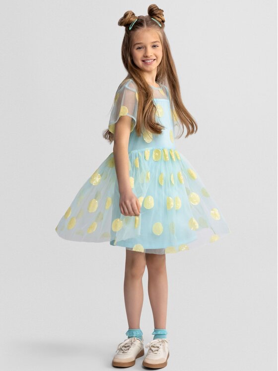 minoti minoti Sukienka elegancka 30DRESS172 Turkusowy Regular Fit