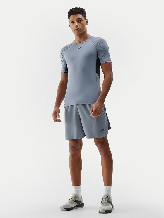 4F 4F Тениска от техническо трико 4FWSS24TFTSM700 Сив Slim Fit