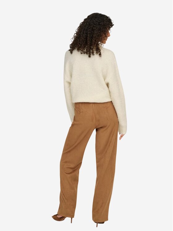 ONLY ONLY Pantaloni Pantalone onlina life mnw str faux suade Marrone Straight Fit