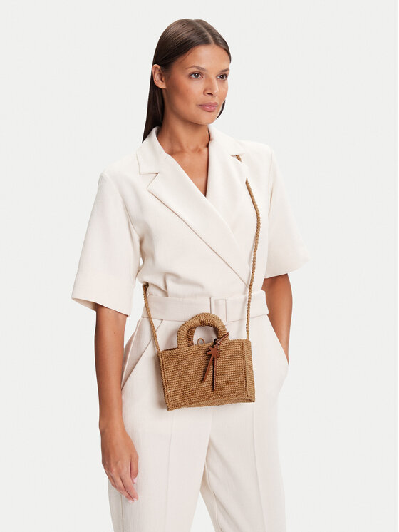 Manebi Manebi Handtasche Handcrafted Raffia Sunset Bag Mini V 2.2 CO Beige
