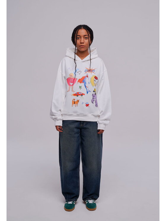 2005 2005 Mikina Comic Hoodie Écru Oversize