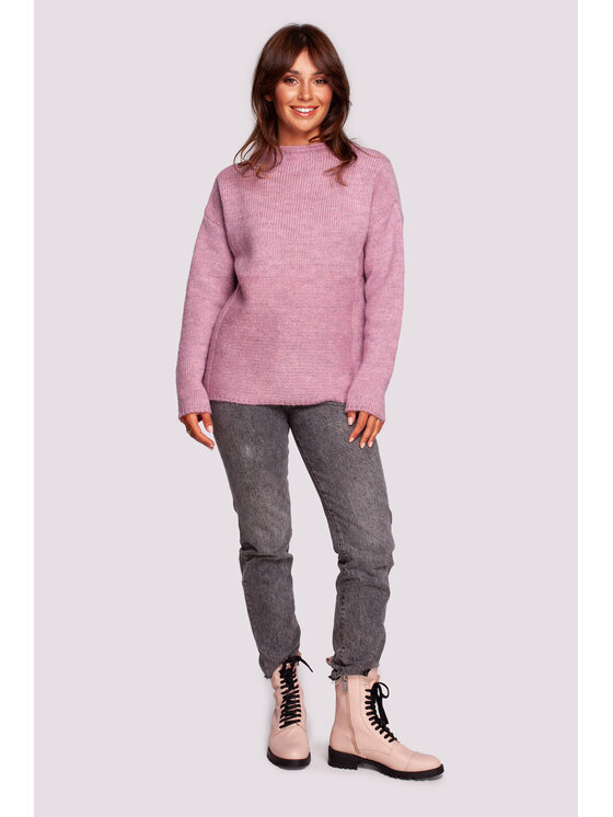 BeWear BeWear Sweter BK091 Różowy Modern Fit