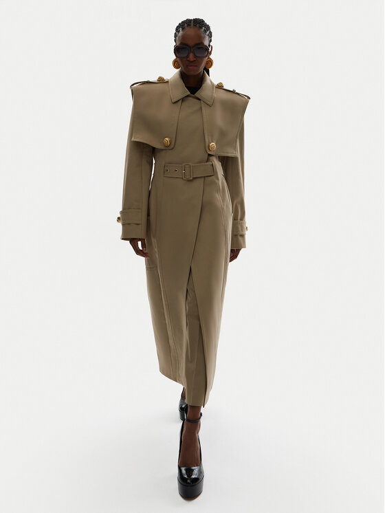 Balmain Balmain Tenchcoat DF0TL155CF48 Beige Regular Fit