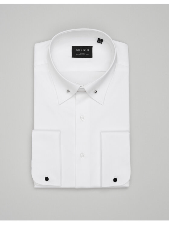 Borgio Borgio Koszula pinerolo 00657 Biały Slim Fit
