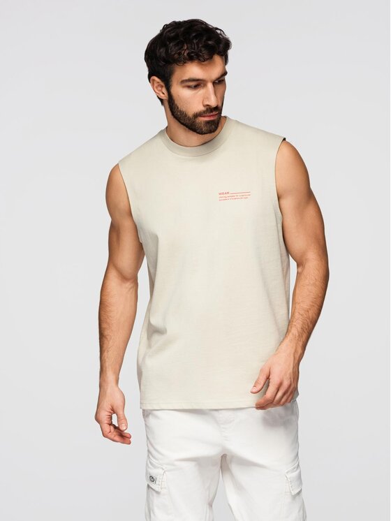 Ombre Ombre Tank top OM-TSTT-0243 Beżowy Loose Fit