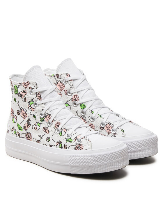 Converse Converse Teniși Chuck Taylor All Star Lift Platform Pink Lemonade A07561C Alb