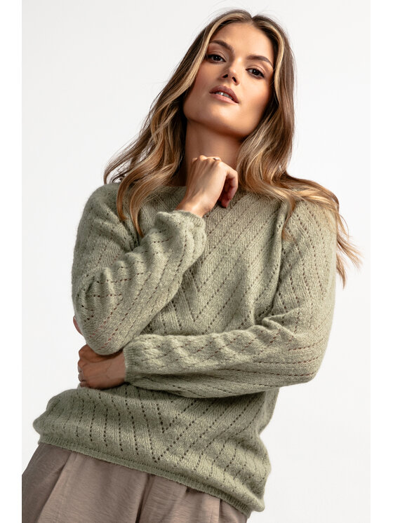 Fobya Fobya Sweter F1894 Zielony Basic Fit