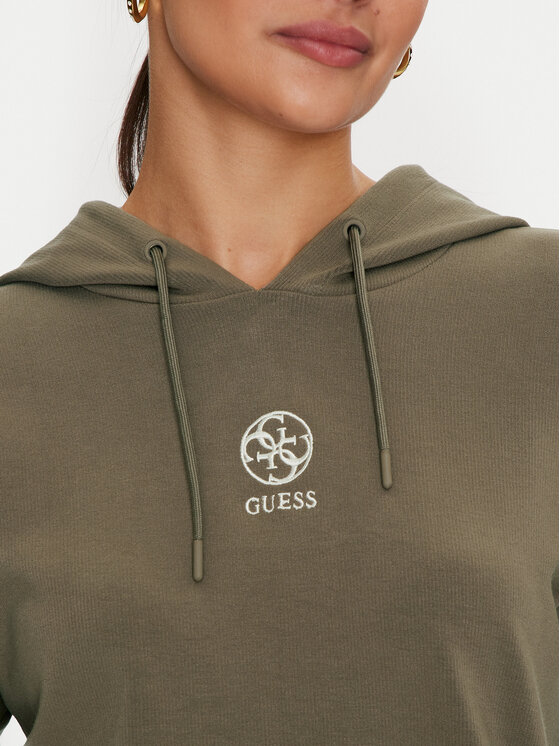Guess Guess Džemperis ar kapuci Elea V4YQ02 KCDN0 Haki Relaxed Fit