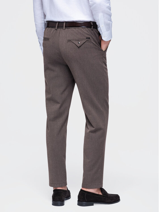 Ombre Ombre Chino kalhoty OM-PACP-0307 Tmavě hnědá Regular Fit