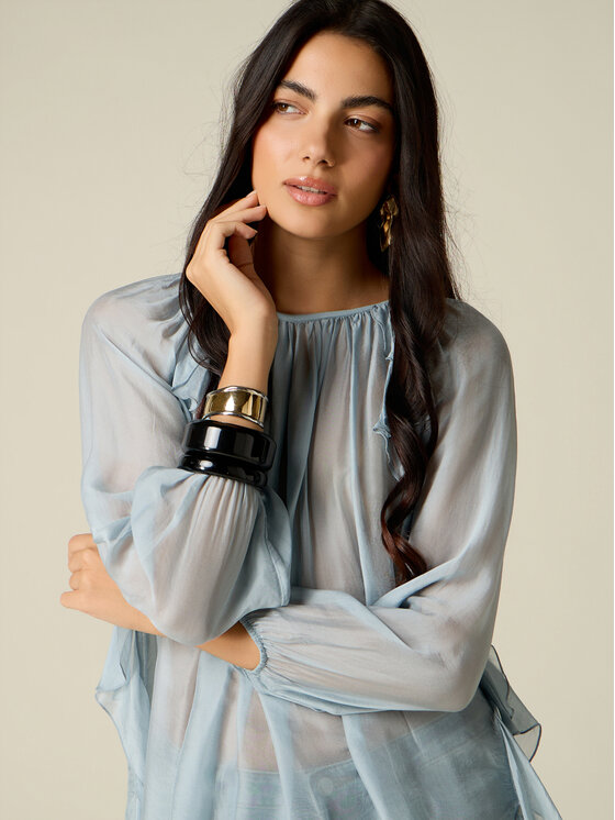 Oltre Oltre Bluzka 2061J000836N015 Turkusowy Regular Fit