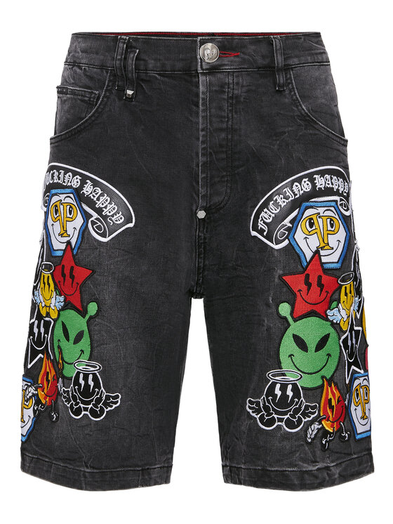 PHILIPP PLEIN PHILIPP PLEIN Džínové šortky 22649 Šedá Loose Fit