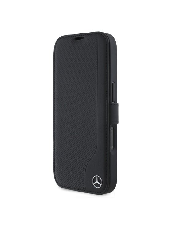 Etui na telefon Mercedes-Benz, Czarne, Leather Wood Imitation