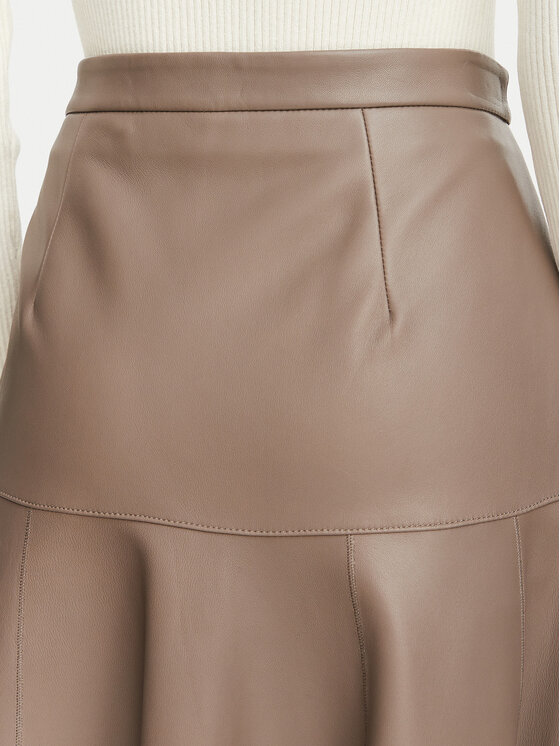 BOSS BOSS Кожена пола Sesola 50568642 Тъмнобежов Regular Fit