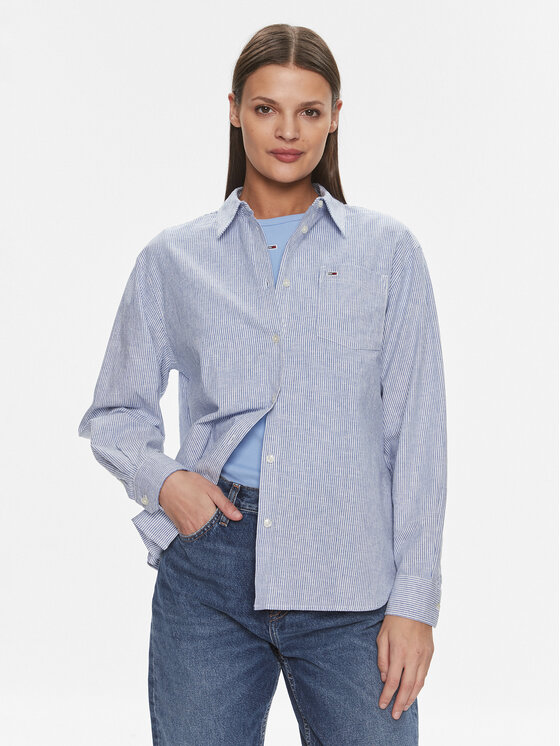 Tommy Jeans Košeľa DW0DW17737 Modrá Boxy Fit