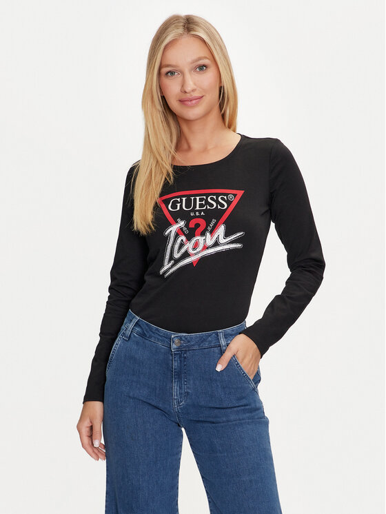 Guess Guess Majica Icon W4YI33 I3Z14 Crna Slim Fit