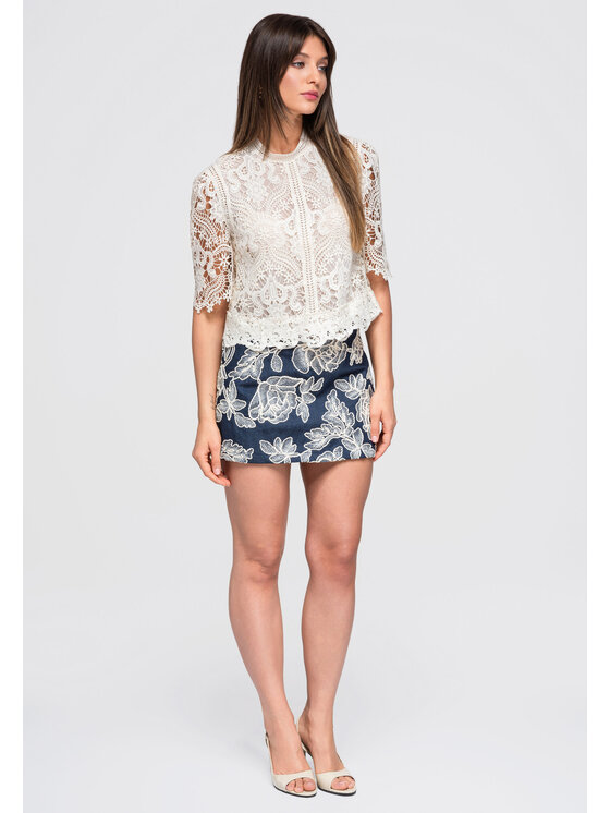 Ombre Ombre Bluzka OW-TS-E0044 Beżowy Loose Fit