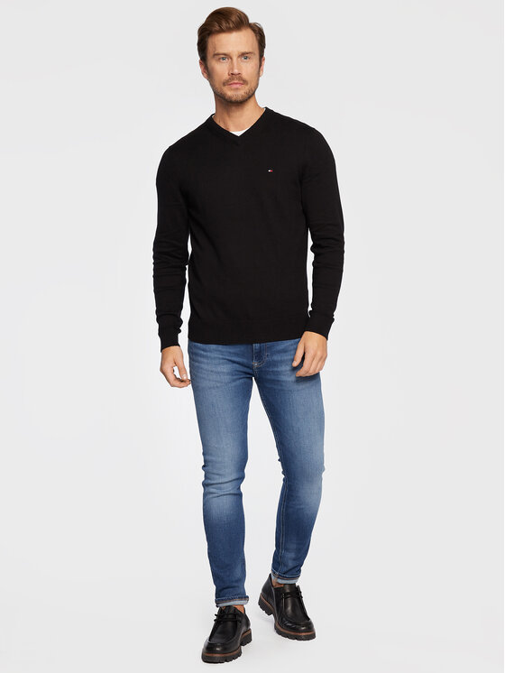 Tommy Hilfiger Tommy Hilfiger Džemper Pima MW0MW28047 Crna Regular Fit