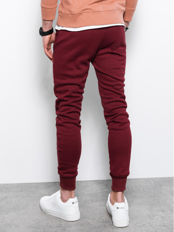 Ombre Ombre Joggers kalhoty OM-PABS-0134 Bordó Regular Fit
