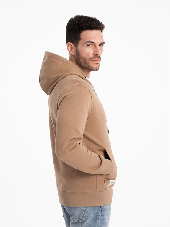 Ombre Ombre Mikina OM-SSBZ-0178 Hnědá Classic Fit