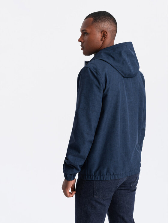 Ombre Ombre Kurtka przejściowa OM-JANP-0136 Granatowy Regular Fit