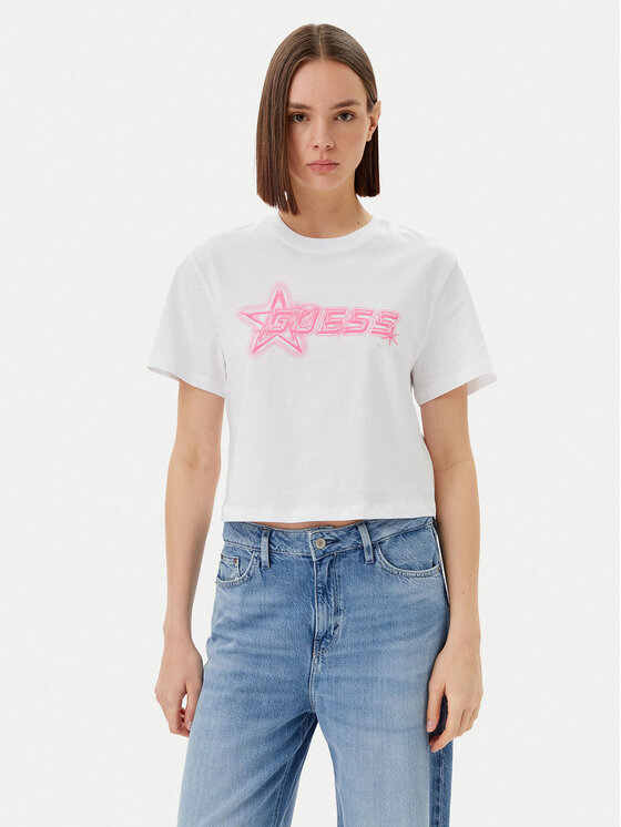 Guess Damski T-Shirt, rozmiar M, Biały, V5GI12 K9RM1