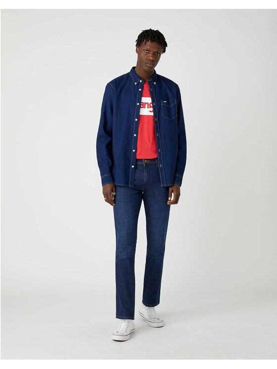 Wrangler Wrangler Camicia LS 1PKT BUTTON DOWN Blu Regular Fit