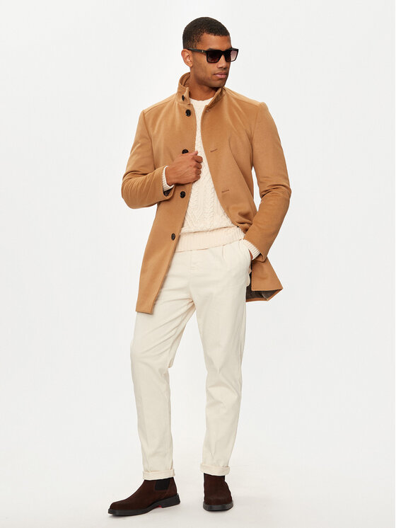 JOOP! JOOP! Płaszcz wełniany 17 JC-21Maron 30044311 Brązowy Regular Fit