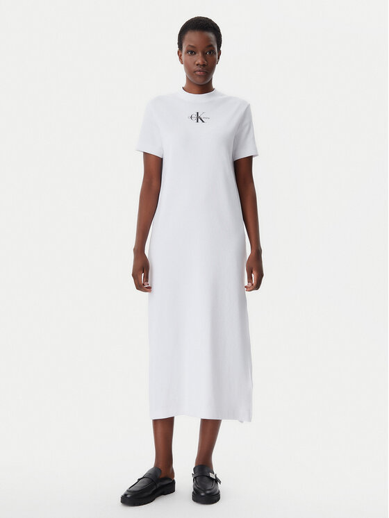 Calvin Klein Jeans Calvin Klein Jeans Kleid für den Alltag Monologo J20J225543 Weiß Regular Fit