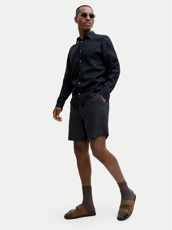 Jack & Jones Jack & Jones Pantalon scurți din material St. Bill 12253134 Negru Wide Leg