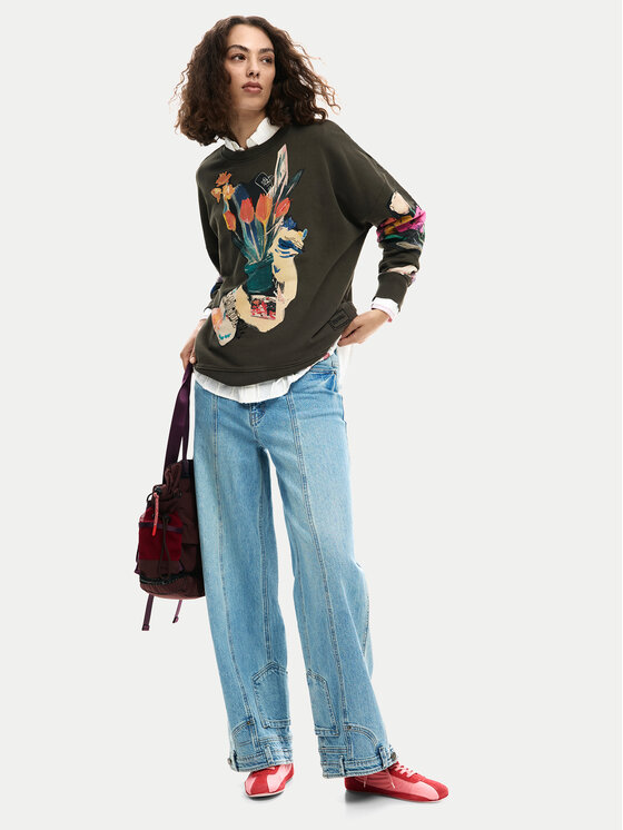 Desigual Desigual Mikina Evelyn 26SWSK16 Sivá Regular Fit