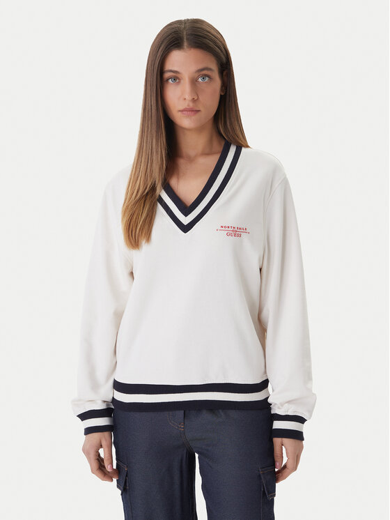 Guess Guess Pulóver GUESS x NORTH SAILS W6GQ11 K3480 Ekru Regular Fit