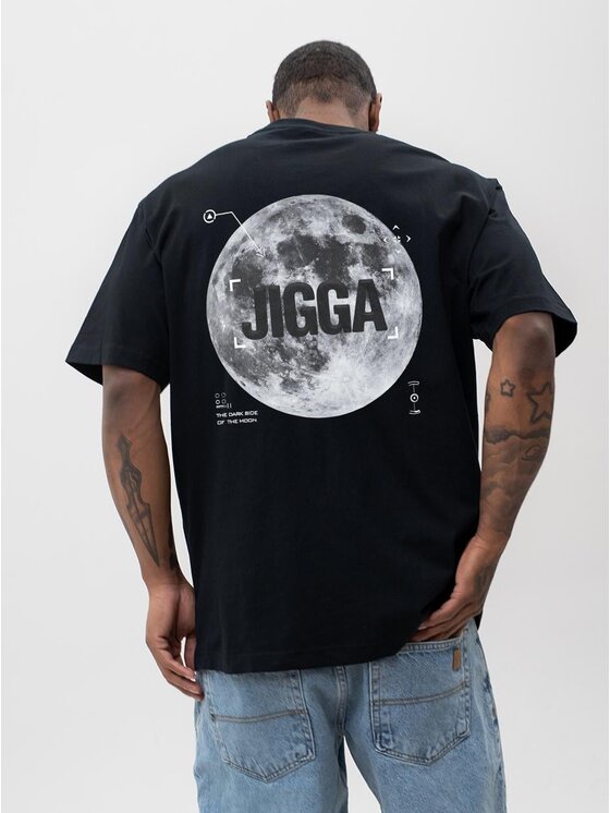 Jigga Wear Jigga Wear T-Shirt Szeroka luźna księżyc moon 125694 Czarny Oversize