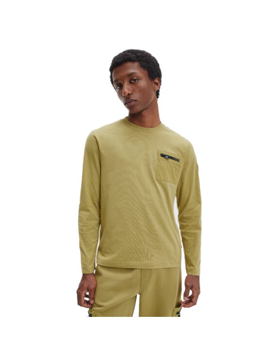 Calvin Klein Calvin Klein Longsleeve TECH REPREVE LS POCKET T-SHIRT K10K109080 Beżowy Regular Fit