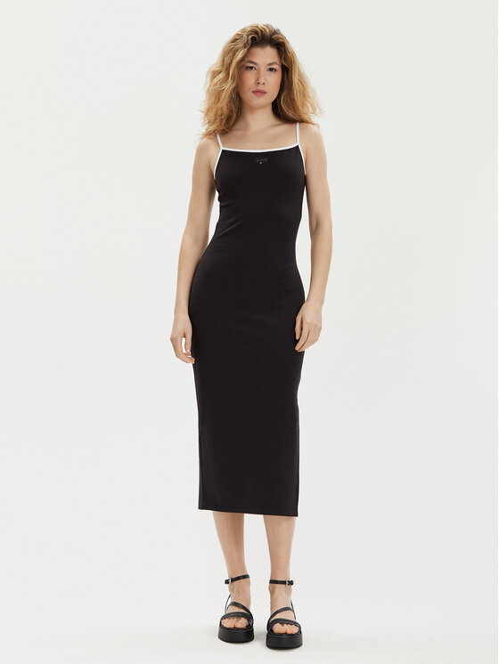 Tommy Jeans Tommy Jeans Rochie de vară DW0DW17952 Negru Slim Fit