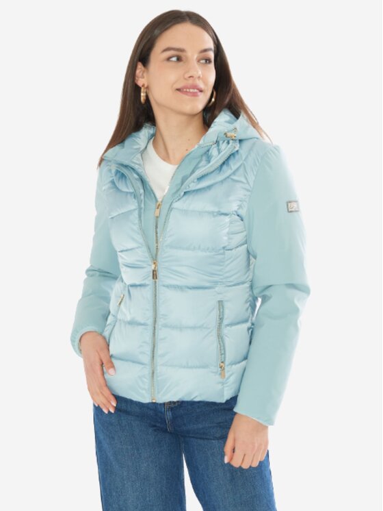 Yes Zee Yes Zee Giubbotto piumino giubbino donna Celeste Regular Fit