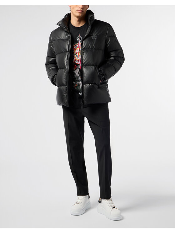 PHILIPP PLEIN PHILIPP PLEIN Kurtka skórzana 26031 Czarny Regular Fit