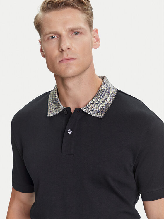 BOSS BOSS Тениска с яка и копчета H-Parlay 302 50545487 Черен Regular Fit