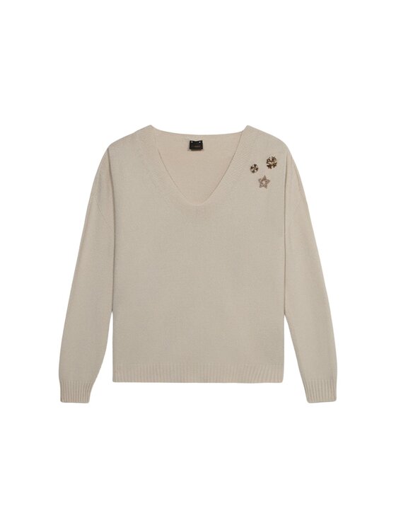 Oltre Oltre Sweter M139E002147N002 Kremowy Regular Fit