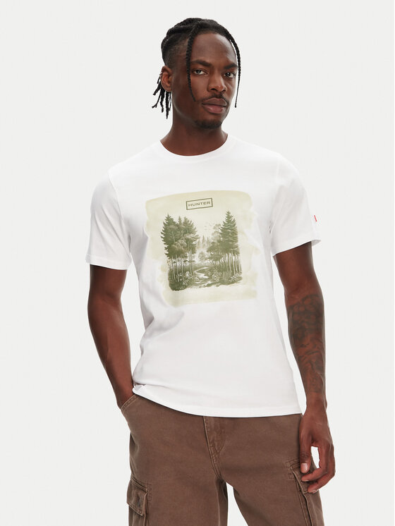 Hunter Męski T-Shirt, rozmiar XL, Biały, Duart Graphic HARM0033251