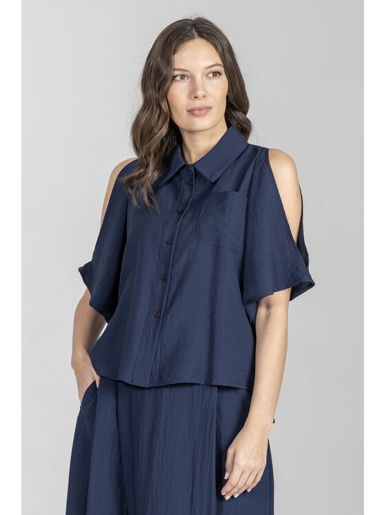 Deni Cler Milano Deni Cler Milano Bluzka T-DC-1236-F2-20-58-1 Granatowy Loose Fit