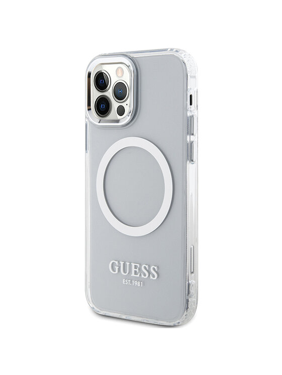Guess Guess Etui na telefon iPhone 12/12 Pro Srebrny