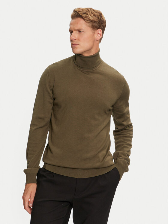 HUGO HUGO Rollkragenpullover San Thomas-M 50474174 Khakifarben Slim Fit
